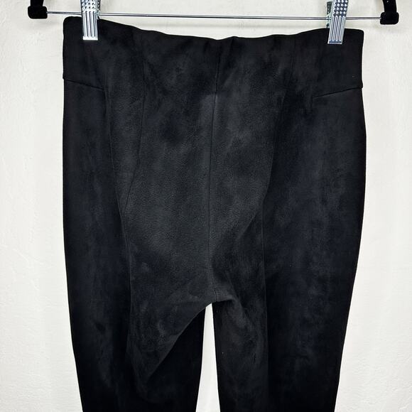 Zara Black Vegan Faux Suede Mid Rise Zip Ankle Raw Hem Leggings Pants Medium - Picture 8 of 15